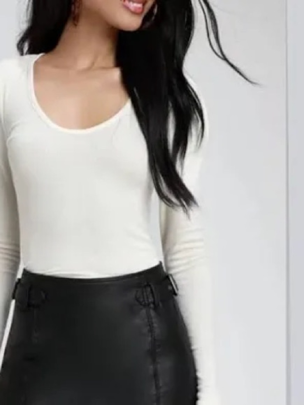 Free People Intimately Hey Lady Top Medium Ivory Ribbed Puff Long Sleeve Shirt